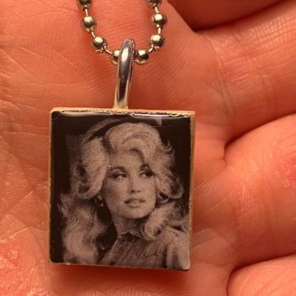 (2 for $12, 4 for $20) Dolly Parton Scrabble Necklace